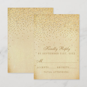 Insamlingen av Vintage Glam Guld Confetti Bröllop OSA Kort