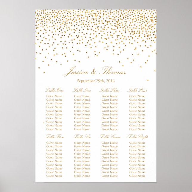 Insamlingen av Vintage Glam Guld Confetti Bröllop Poster (Framsidan)