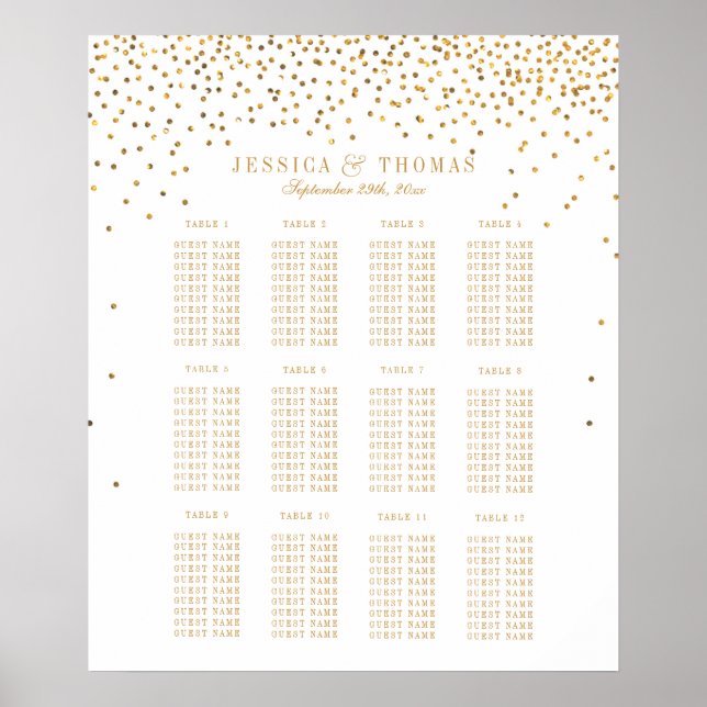 Insamlingen av Vintage Glam Guld Confetti Bröllop Poster (Framsidan)