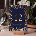 Insamlingen för Elegant flottan och Guld Blommigt  Bordsnummer<br><div class="desc">Fira i stil med dessa moderna och mycket trendig bröllop-kort för bordsnummer. Utformningen är enkel att anpassa med din egen formulering och dina gäster blir glada när de ser dessa fantastiska bordsnummer. Matchande objekt finns i samlingen. *** HUR DU ORDER *** Anpassa och lägg till varje bordsnummer-kort i kundvagnen, en...</div>