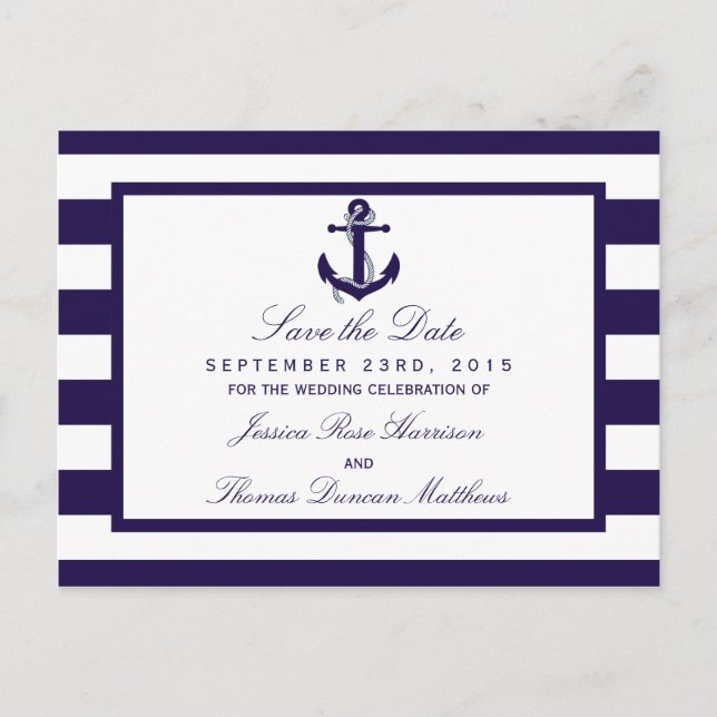 Insamlingen för Nautisk flotta Rand Bröllop Meddelande Vykort (Framsida)
