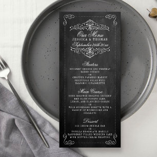 Insamlingen för Ornate Chalkboard Bröllop - Menus Reklamkort