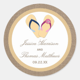 Insamlingen med Vänd-våning-blad-blad-blad-Burlap- Runt Klistermärke