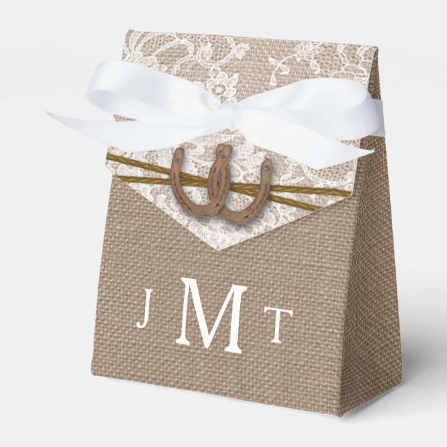 Insamlingen Rustic Horseshoe Bröllop Presentaskar (Framsidan Sidan)