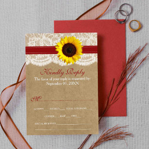 Insamlingen Rustic Kraft Solros Bröllop OSA Kort