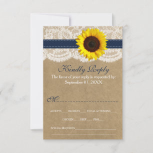 Insamlingen Rustic Kraft Solros Bröllop OSA Kort