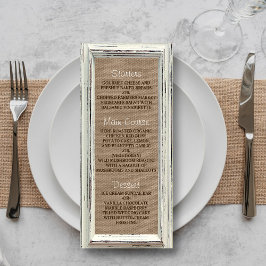 Insamlingen Rustic White Ram & Burlap Bröllop Meny