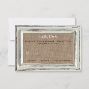 Insamlingen Rustic White Ram & Burlap Bröllop OSA Kort