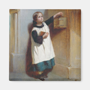 Insamlingsbössan (olja på panel) magnet