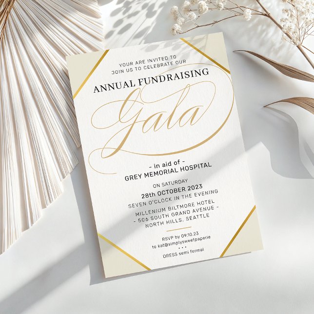 INSAMLINGSGALA elegant modernt evenemang elfenben  Inbjudningar (Skapare uppladdad)