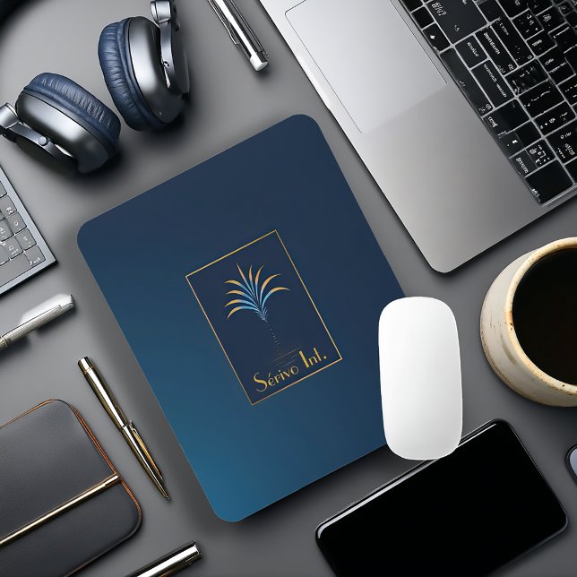 Insamlingskärblått i Handflatan Musmatta (Business Logo Navy Blue Mouse Pad )