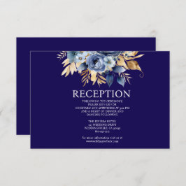 Insamlingskort för marint blått och Guld-Blommigt Tilläggskort