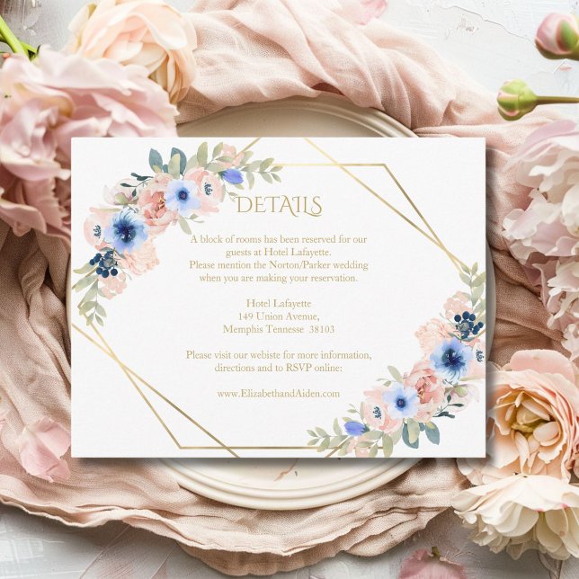 Insamlingskort Peach Blue Bröllop Tilläggskort (Peach Blue Wedding Collection Enclosure Card)