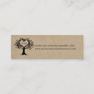 Insamlingsplatsen Rustic Heart Träd Bröllop Mini Visitkort
