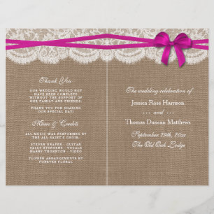 Insamlingsprogram för Rustic Rosa Bow Bröllop