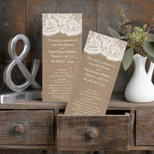 Insamlingsprogrammen Burlap & Snöre Bröllop Reklamkort