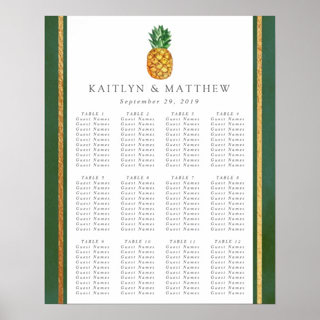 Insamlingssätet för tropiska ananas Bröllop Poster (Framsidan)