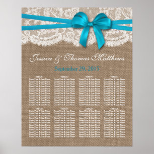 Insamlingssätet Rustic Blue Bow Bröllop Poster