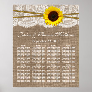 Insamlingssätet Rustic Solros Bröllop Poster