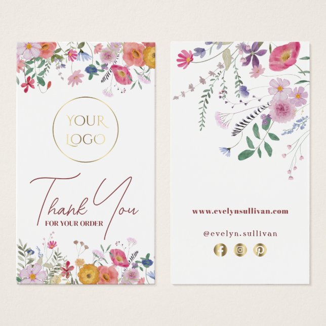 Insats av friska vilda blommor paket visitkort (Framsida & baksida)