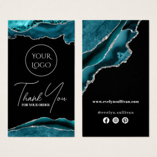 Insats av Teal och silver agate paket Visitkort