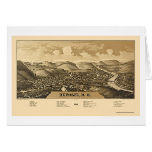 Insättning panorama- karta för NY - 1887 Hälsningskort