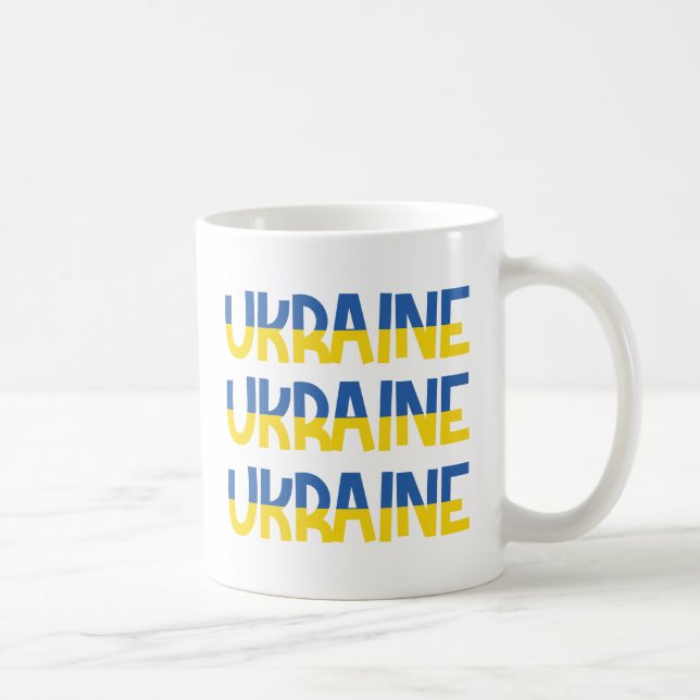 Inscription Ukraina in blue and gult färg Kaffemugg (Höger)