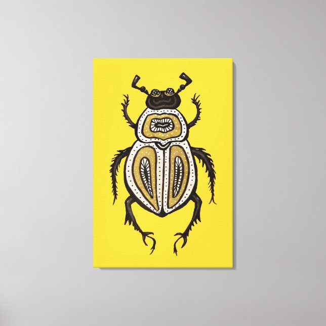 Insekt Älskare Gult Decorative Beetle Art Canvastryck (Framsida)