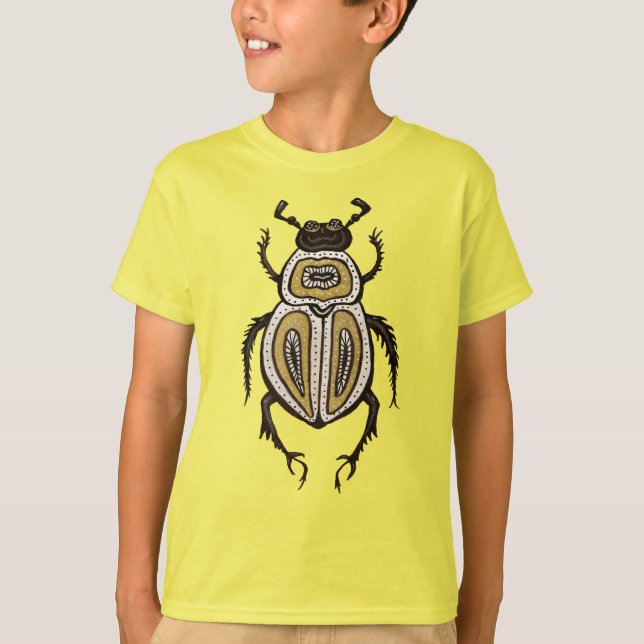 Insekt Älskare Gult Decorative Beetle Art T Shirt (Framsida)