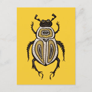 Insekt Älskare Gult Decorative Beetle Art Vykort