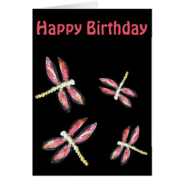 Insekt Art Dancing Rosa Dragonfly Hälsningskort