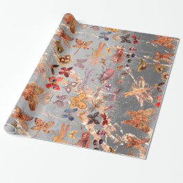 Insekt av koppar-Grått-Guld-gaffelfjäril Presentpapper