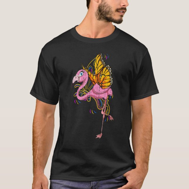 Insekt Butterfly Zoo Animal Bird Cute Rosa Flamin T Shirt (Framsida)