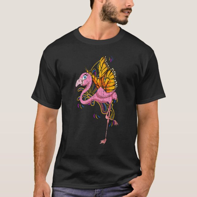 Insekt Butterfly Zoo Animal Bird Cute Rosa Flaming T Shirt (Framsida)