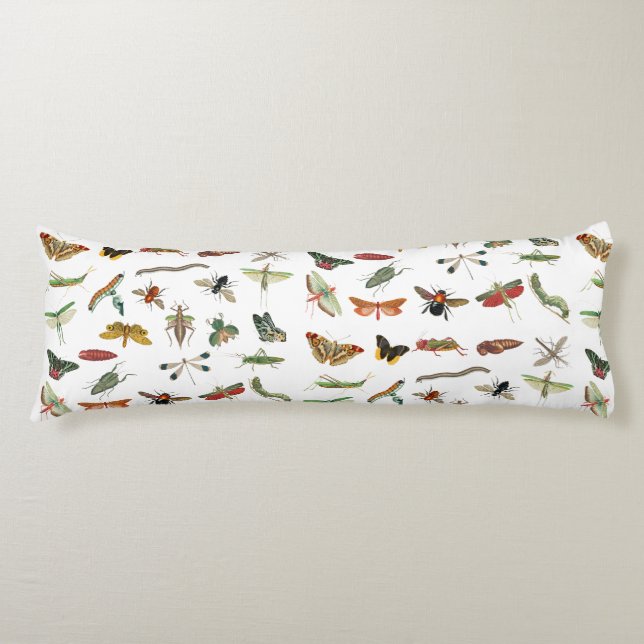 Insekt för färgfull Vintage Illustration Mönster Kroppskudde (Framsidan)