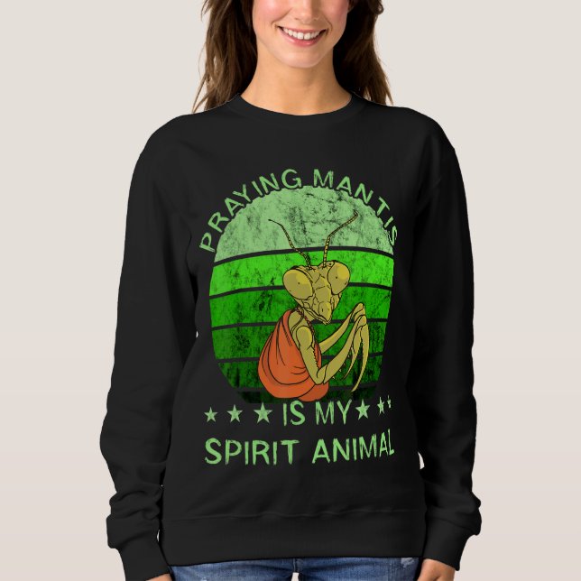 Insekt för Praying Mantis Spirit Animal Retro Vint T Shirt (Framsida)