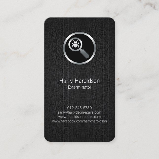 Insekt Icon Black Grunge Exterminator BusinessCard Visitkort (Framsida)