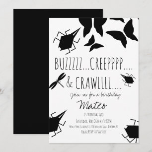 Insekt Kryp Butterfly Dragonfly Födelsedagsfest Inbjudningar