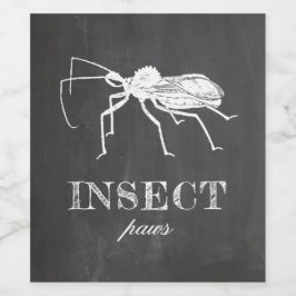 Insekt tassar. Chalkboard Halloween fest. Witch Vinflaska Etikett