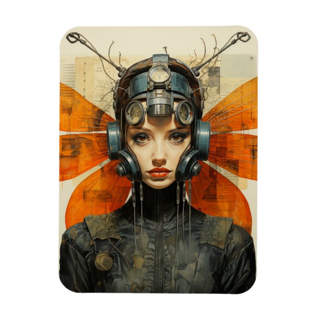 Insekt Woman Scifi AI Art Magnet (Vertikal)