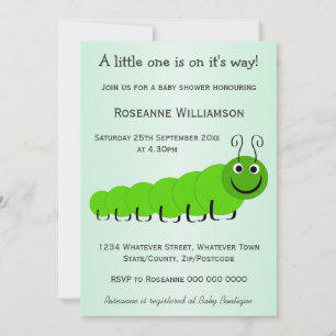 Insekten Design Baby Shower för grönt i vattenpela Inbjudningar