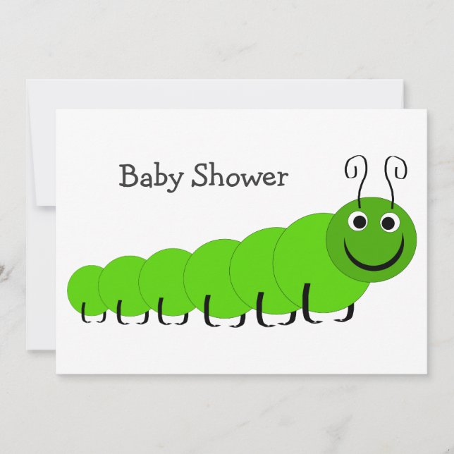 Insekten Design Baby Shower för grönt i vattenpela Inbjudningar (Framsida)