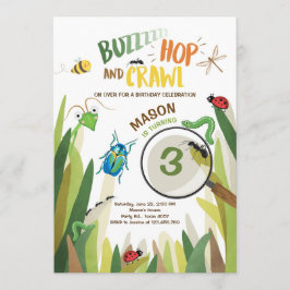 Insekten för krypfödelsedaginbjudan buggar inbjudningar