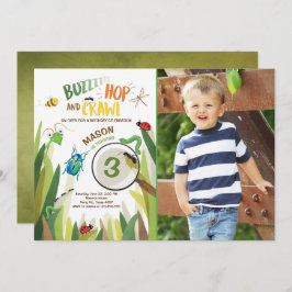 Insekten för krypfödelsedaginbjudan buggar inbjudningar