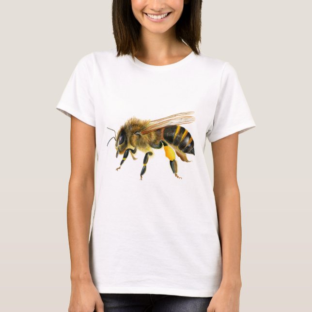 Insekten Honungsbi Vattenfärgsverk T Shirt (Framsida)