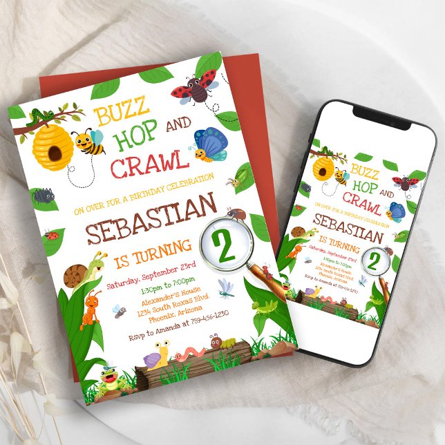 Insekter Barn Födelsedagsinbjudan Inbjudningar (Skapare uppladdad)