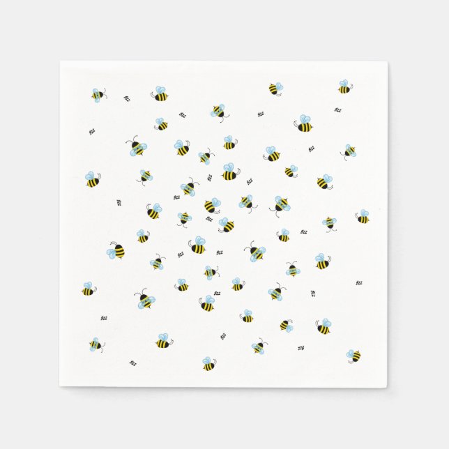 Insekter i Cute Buzzing Bees Beneficial Garden Pappersservett (Framsidan)