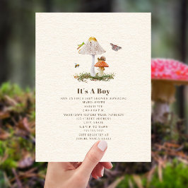 Insekter Mushroom Woodland Natature Boy Shower Inbjudningar