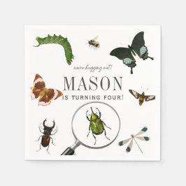 Insekter och skalbaggar Vintage pojkfödelsedag Pappersservett