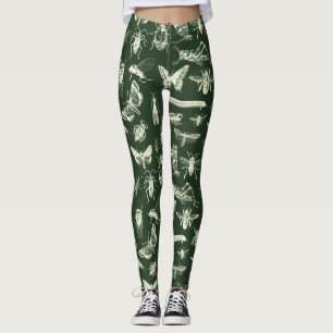 Insektrare kräm och Grönt för antika Kryp Leggings